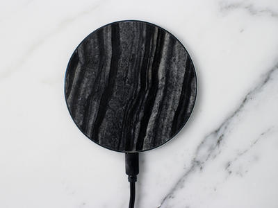 Custom Round Table Portable Powerbank 10w Zebra Black Phone Charger Pad Mat Marble Wireless Charger