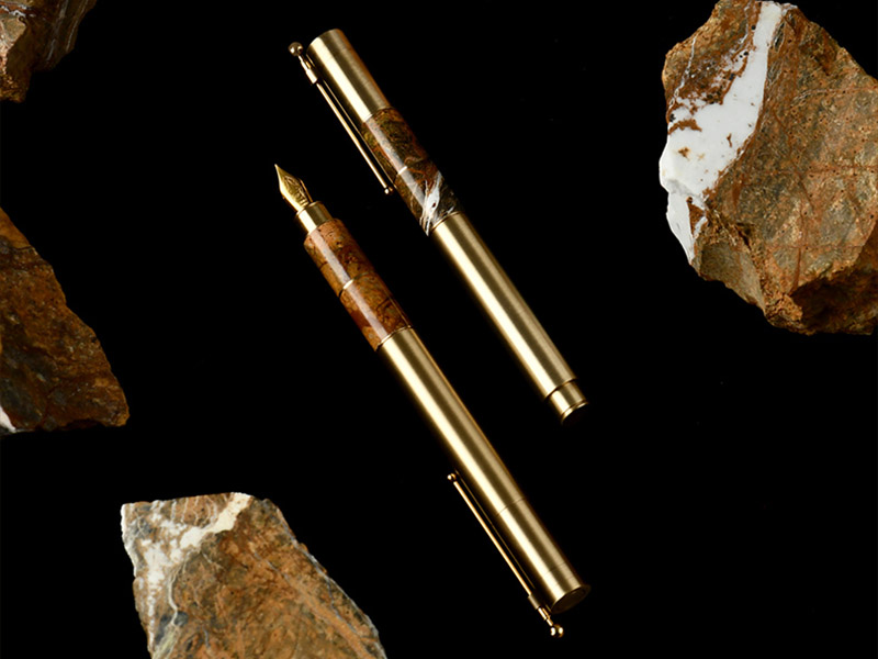 Personalized Logo Rain Forest Brown Marble Pens Gift