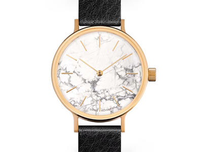 Exquisite Workmanship White Customized Marble Dial Wristwatch