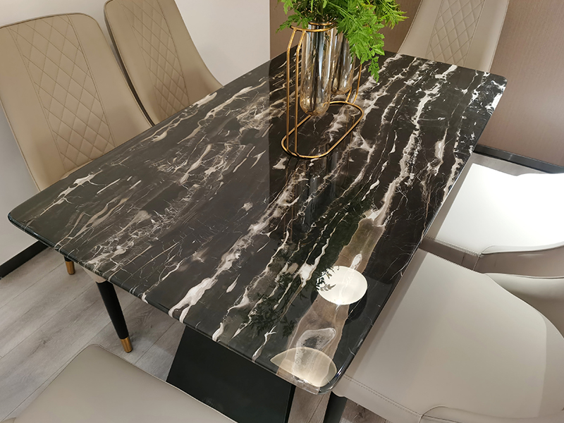 Modern Style Black Marble Dinning Table For Home Use