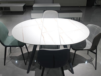 Kitchen Furniture White Sintered Stone Extendable Table