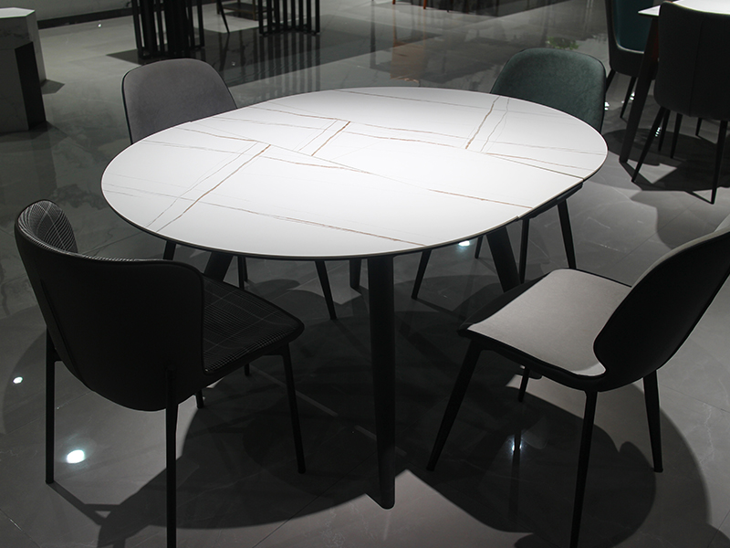 Kitchen Furniture White Sintered Stone Extendable Table