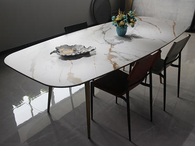 New Design Sintered Stone Golden Veins Marble Dining Table