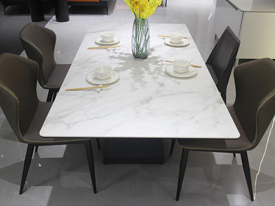 Modern Simple Style Marble Effect Sintered Stone Dining Table