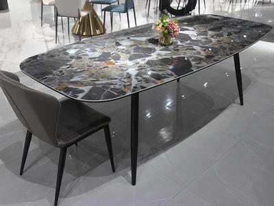Villa Polished Marble Texture Sintered Stone Kitchen Dining Table