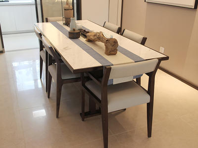 Preferential Price Elegant Kitchen Rectangle Real Marble 6 Seater Dining Table