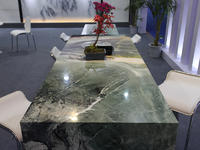 Luxury Modern Large Green Natural Marble Table Top Dinning Table