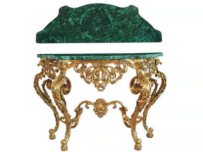 Luxury Semi Precious Stone Green Malachite Side Table