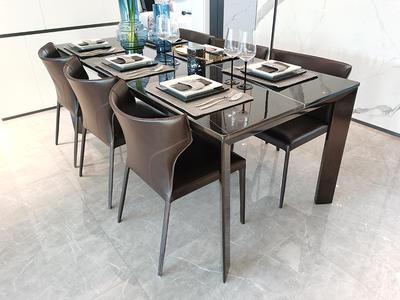 Customized Black Natural Marble Dining Table Sets