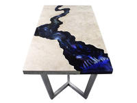 Beige Travertine Top Furniture Sea Blue Design Marble Table Livingroom