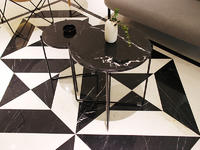 Nero Marguia Marble Top Table with Black Titanium Plating Table Legs