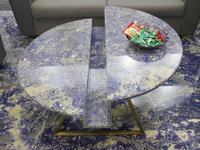 Unique Bolivia Blue Luxury Stone Circular Marble Top Coffee Table