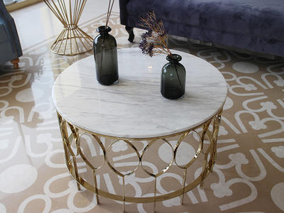 Fancy Round Volakas Marble Top White Coffee Table