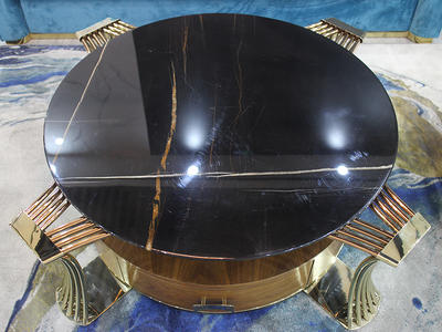 Captivating Design Black Round Marble Table With Drawer