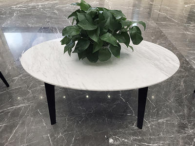 Newest White Oval Marble Coffee Table With Marble Top For Sale