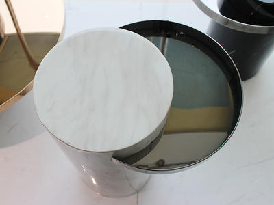 Custom Made Nero Marguia Black Marble Cylinder Coffee Table