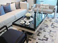 Gold Supplier Living Room Black Rectangle Glass Marble Coffee Table