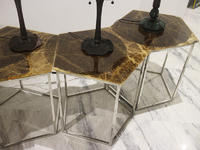 Custom Cut Golden Pentagon Marble Top Furniture Coffee Table