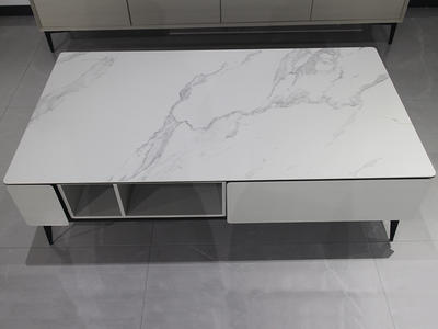 Modern White Marble Effect Sintered Stone Coffee Table