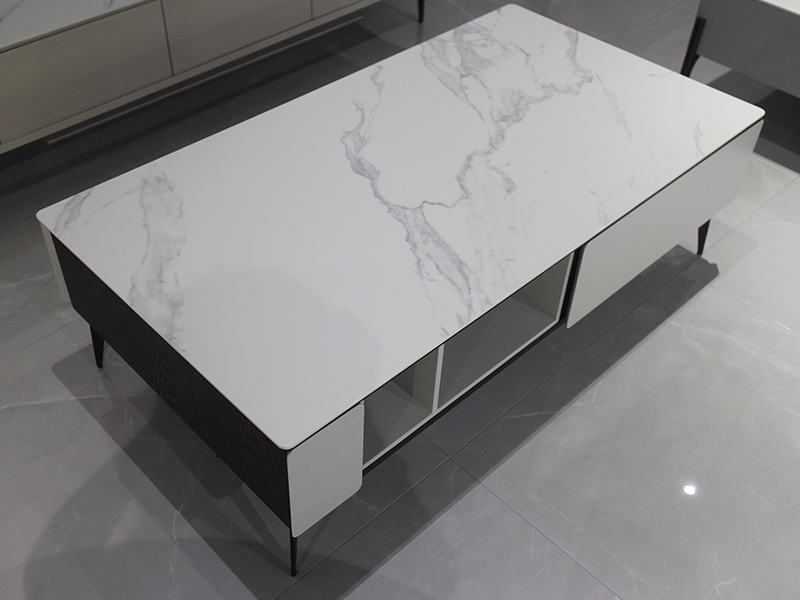 Modern White Marble Effect Sintered Stone Coffee Table