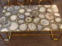 Polished White Semiprecious Stone Agate Stone Table
