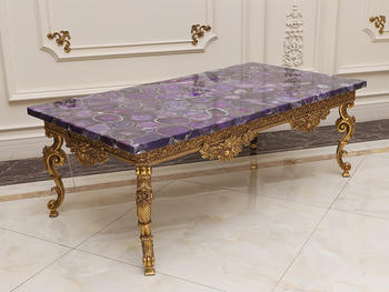 Hot Sale Purple Semiprecious Stone Agate Stone Table