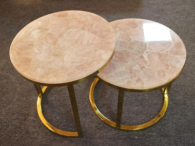 Delicate Living Room Furniture Pink Semiprecious Stone Table