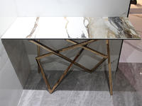 Stainless Steel Frame Furniture Marble Effect Sintered Stone Table
