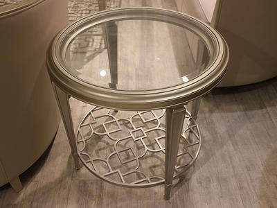 Custom Made Small Round Glass Sofa Table