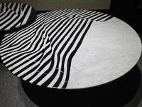 Hot Selling Customized White Black Strip Pattern Marble Coffee Table